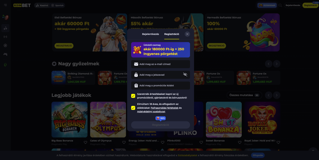 BdmBet Casino regisztracio