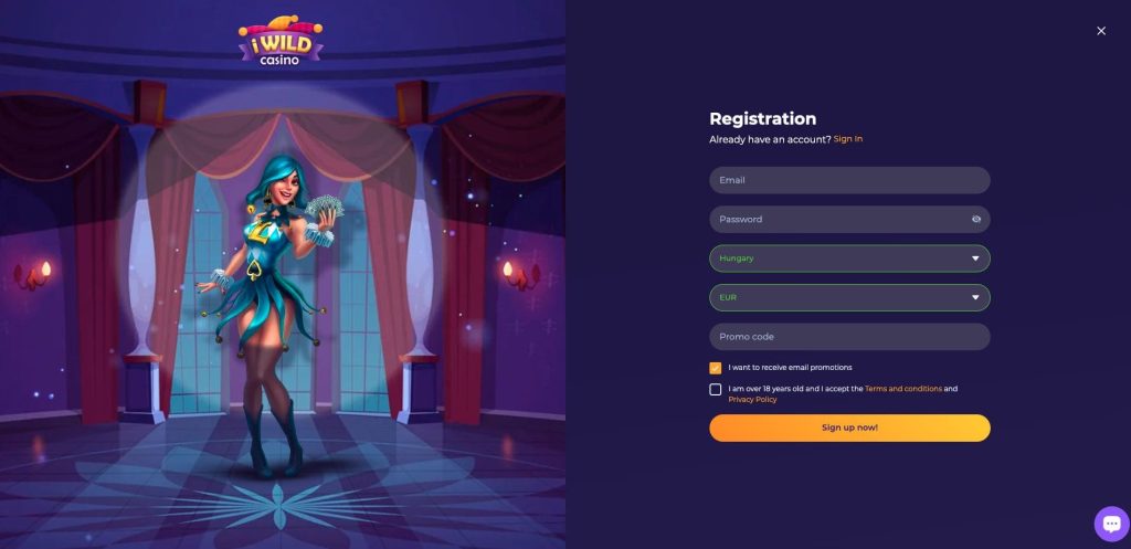 iWild Casino regisztráció
