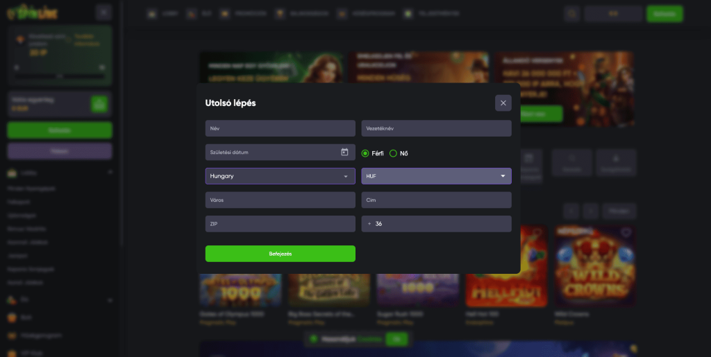 Spinline Casino regisztráció