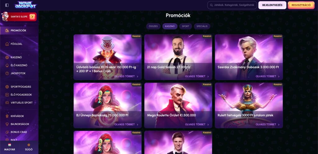 Nova Jackpot Casino bónuszok