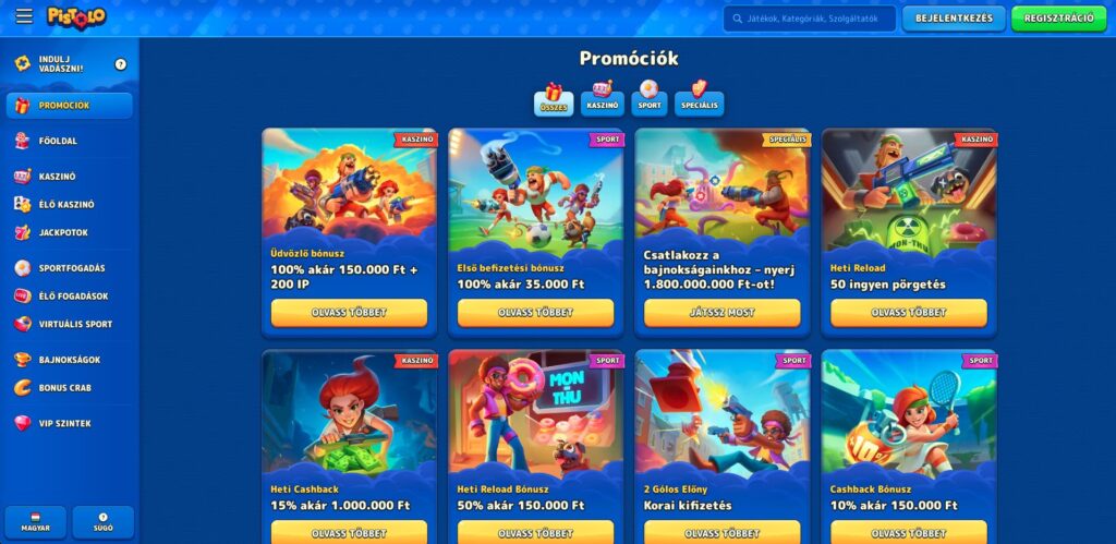 Pistolo Casino bónuszok