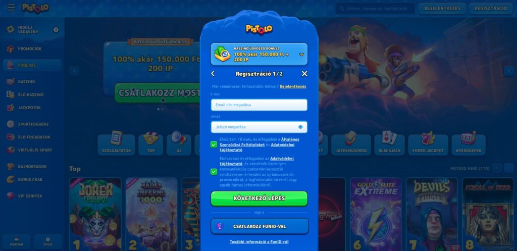 Pistolo Casino regisztráció