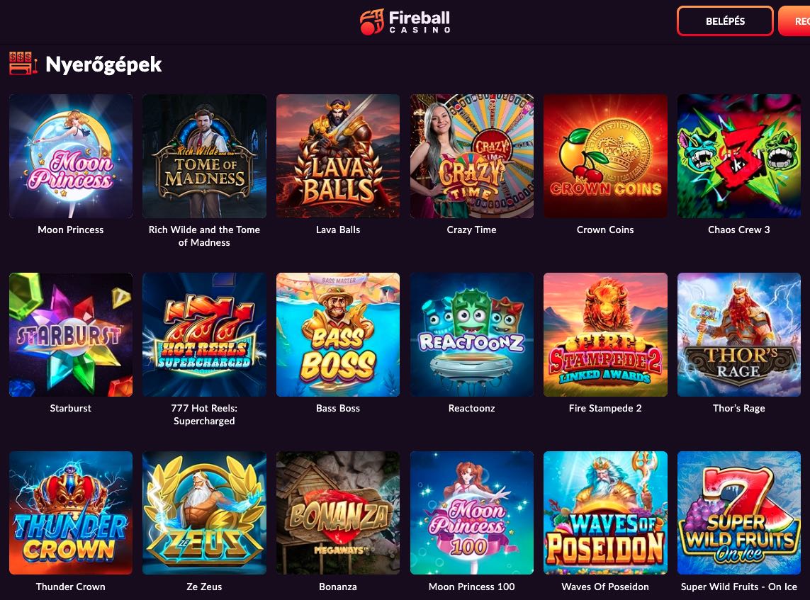 Fireball Casino nyerőgépek