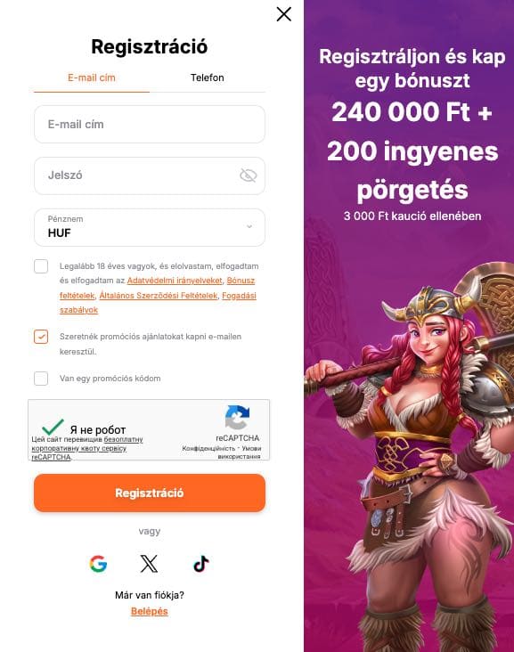 HitnSpin Casino regisztráció