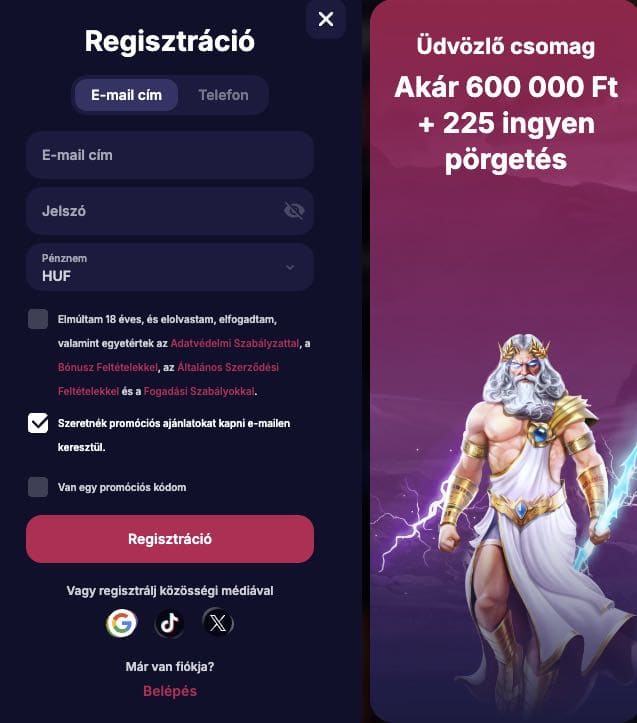 NV Casino regisztráció