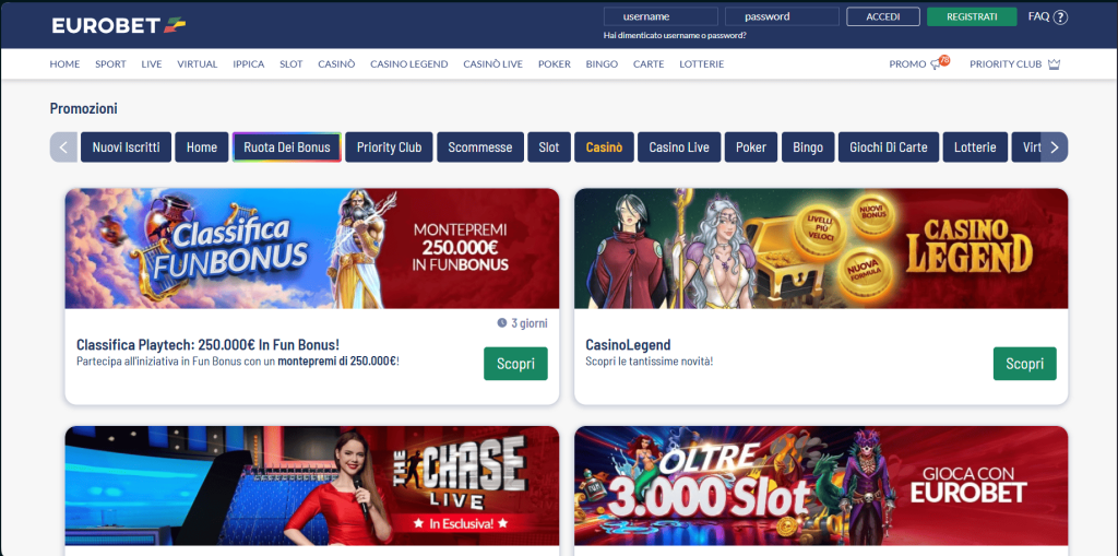 Bonus del casinò Eurobet