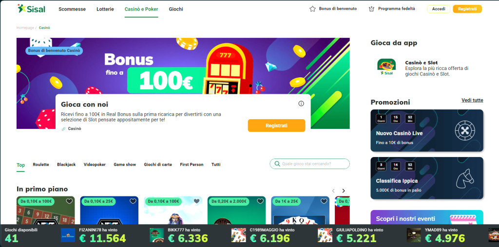 Sisal casinò Italia