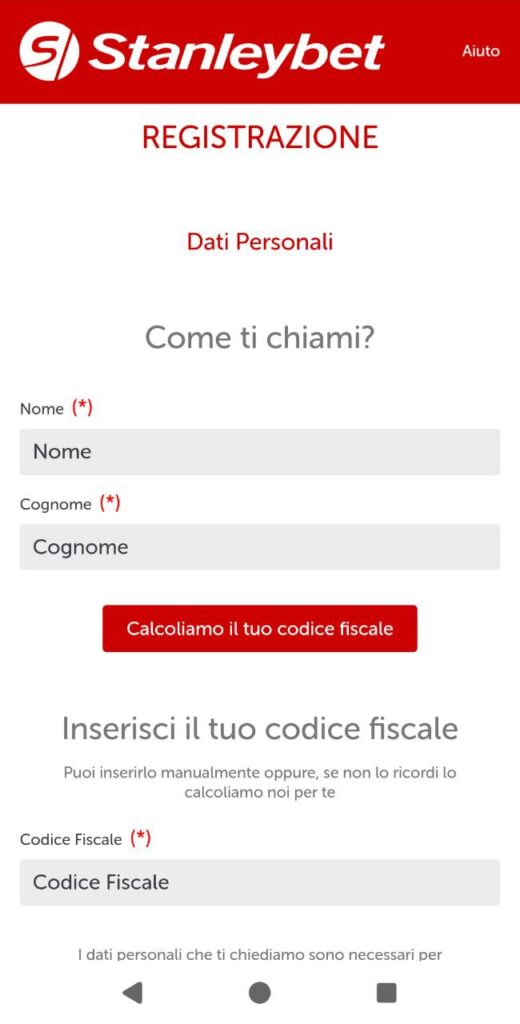 stanleybet casino mobile registrazione
