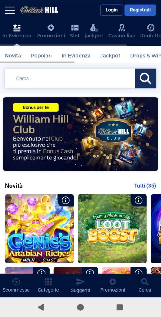 william hill casino mobile in italia