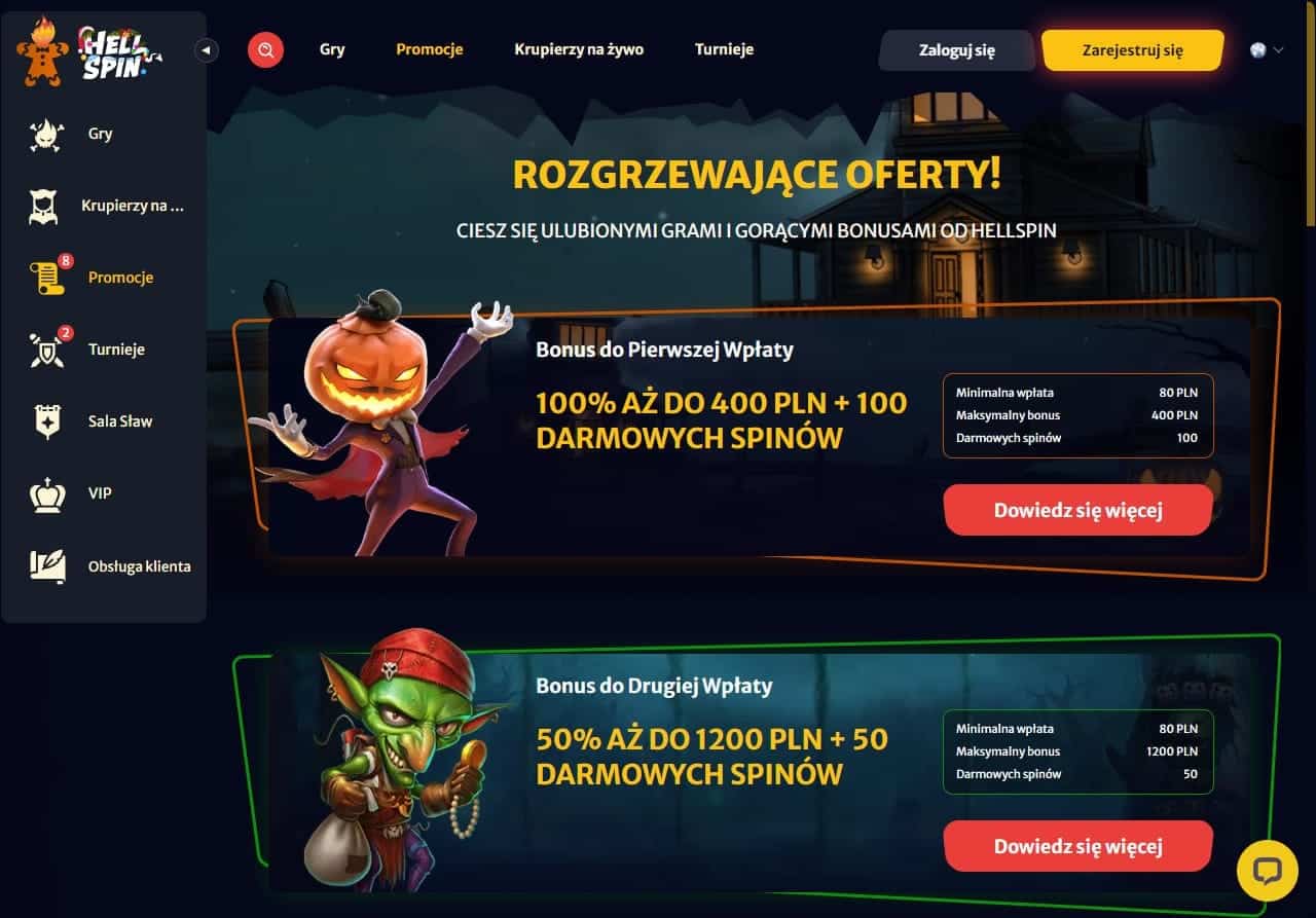 HellSpin casino bonusy
