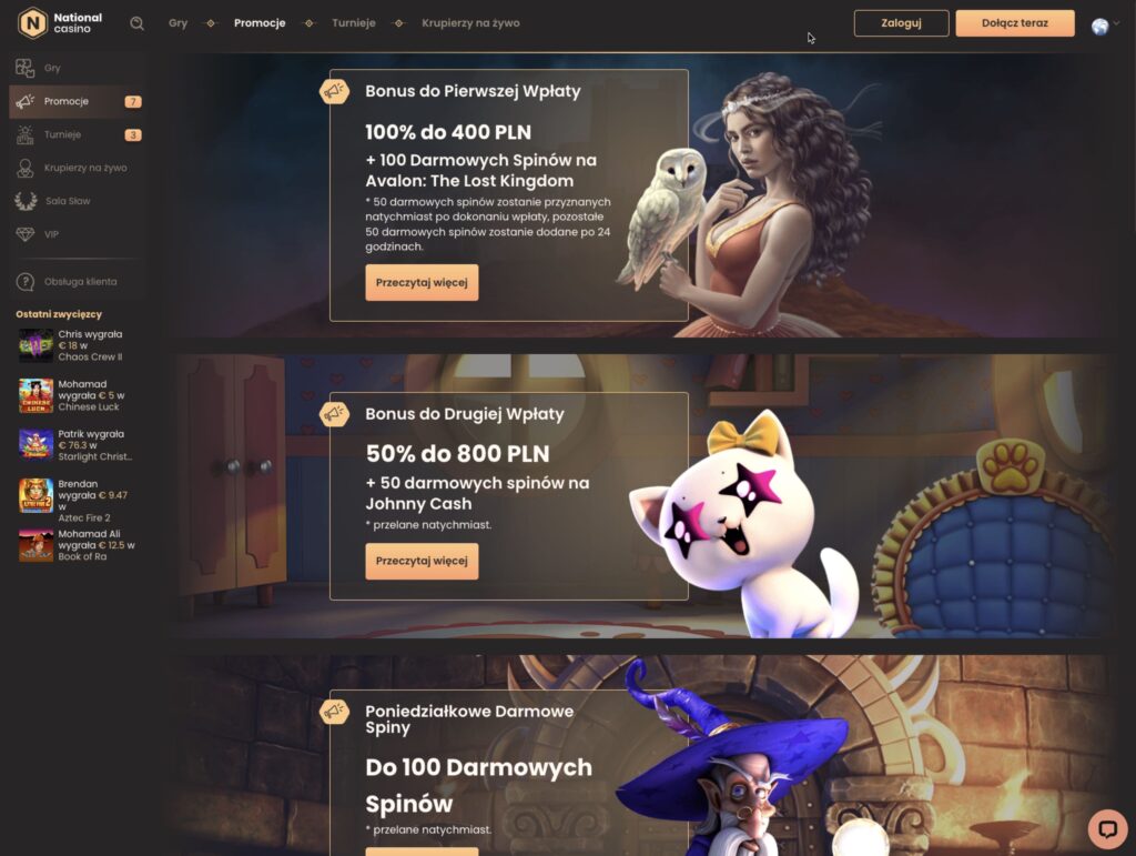 Nnational casino bonusy