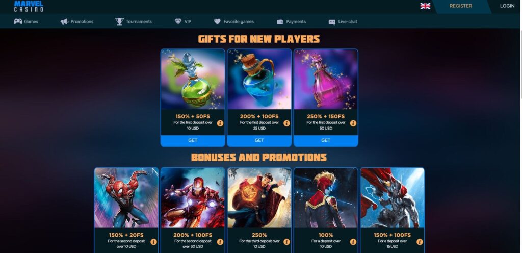 Marvel casino bonusy