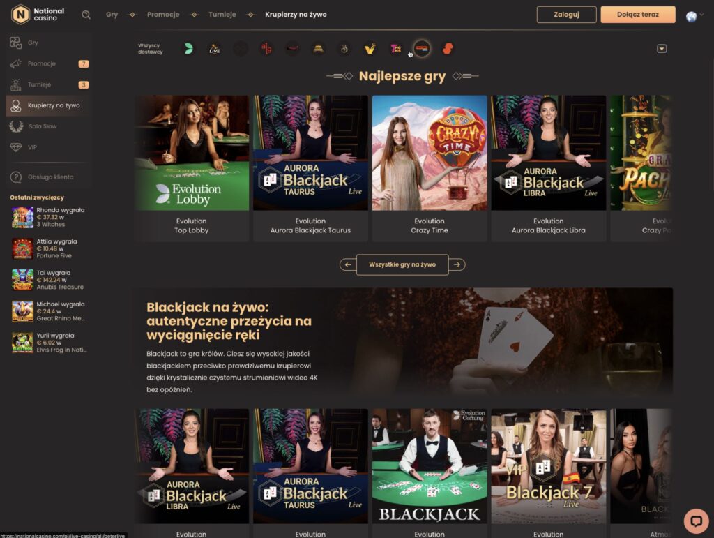 Nnational casino gra z krupierami na żywo