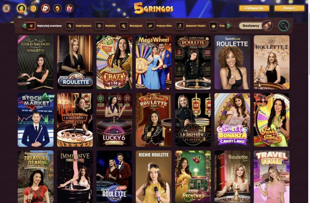 5Gringos casino gra z krupierami na żywo