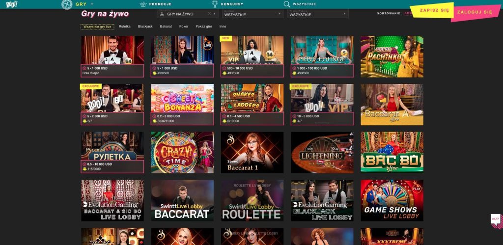 Booi casino gra z krupierami na żywo