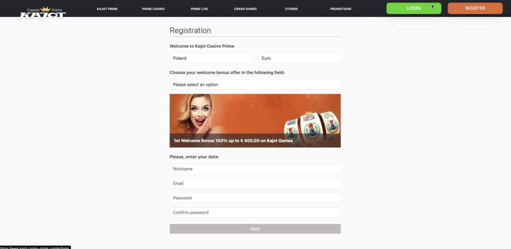 Kajot casino rejestracja