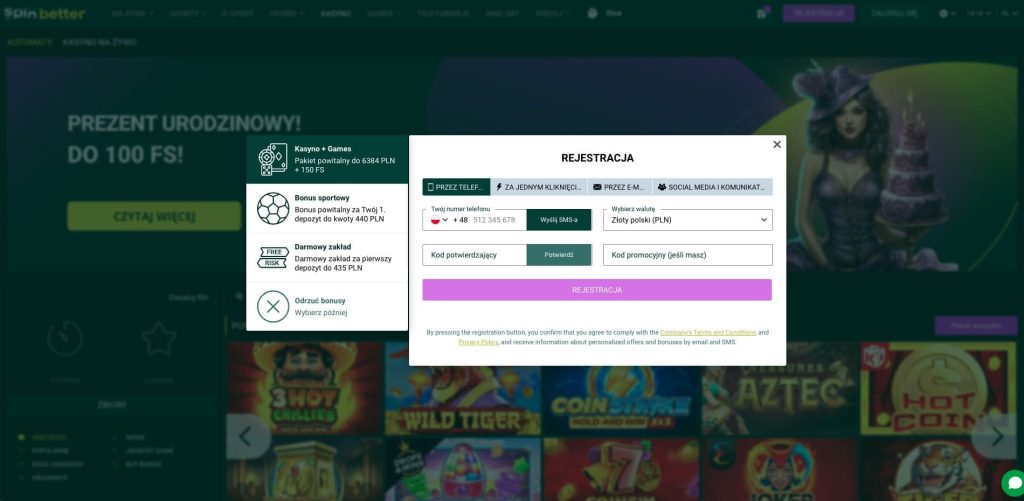 SpinBetter casino rejestracja