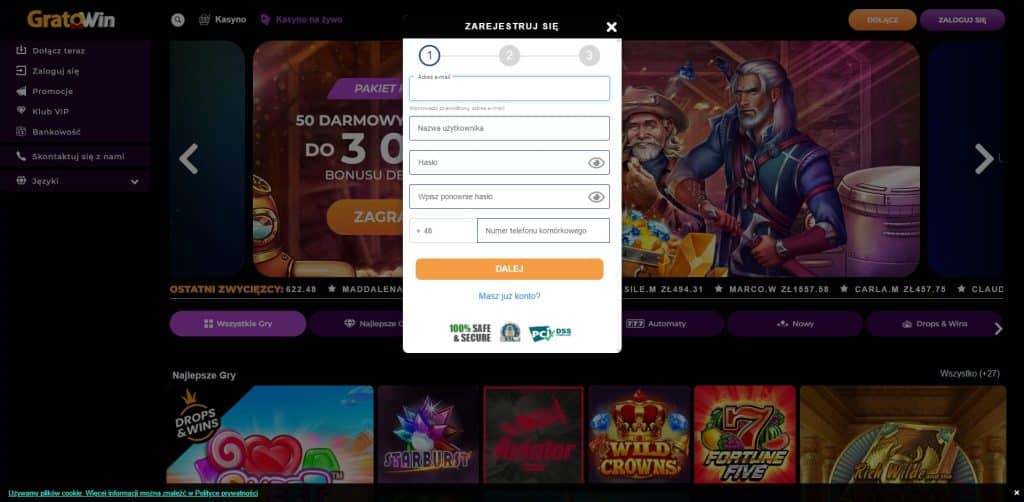gratowin zarejestruj sie