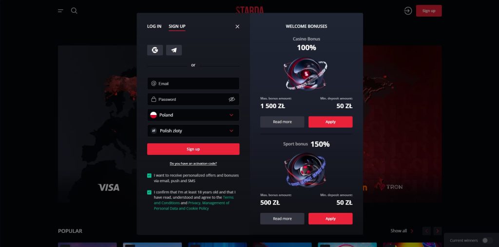 starda zarejestruj sie