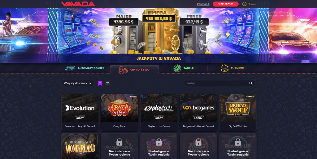 Vavada Casino Gry na żywo