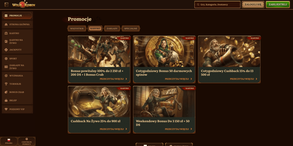 WildRobin kasyno bonusy