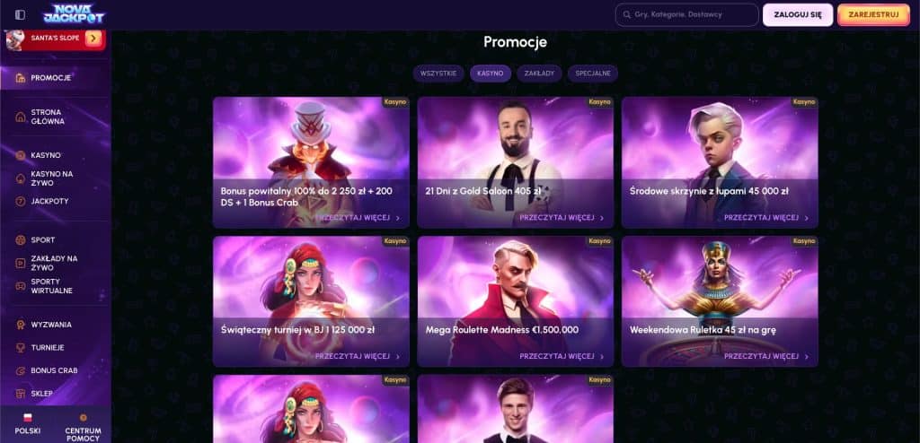 Nova Jackpot casino bonusy