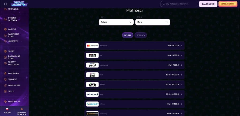 Metody Wpłaty i Wypłat