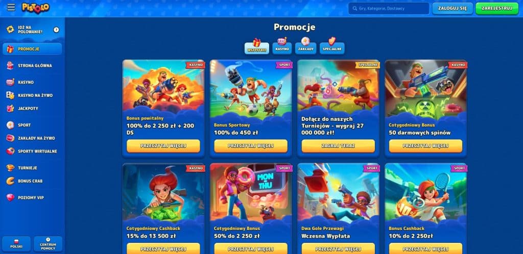 Pistolo casino bonusy