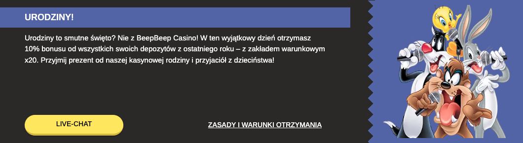 Beep Beep casino bonus urodzinowy
