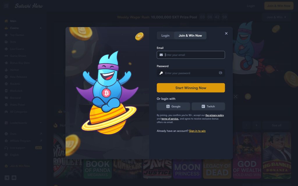 Satoshi Hero casino registration