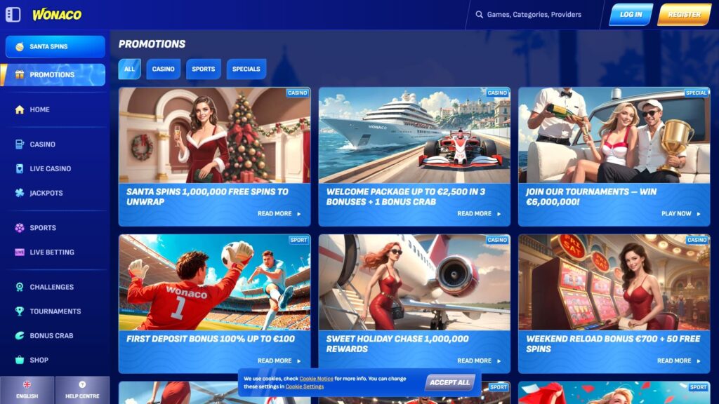 Wonaco casino bonuses