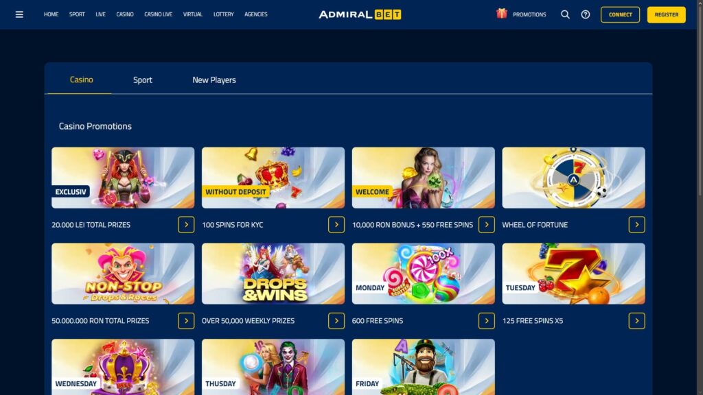 AdmiralBet casino bonuses