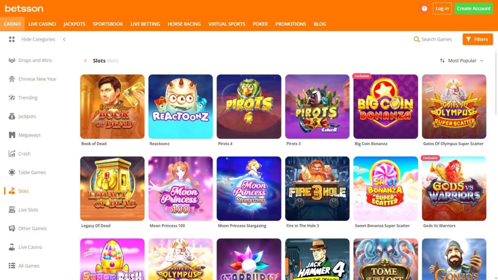 Betsson casino slots