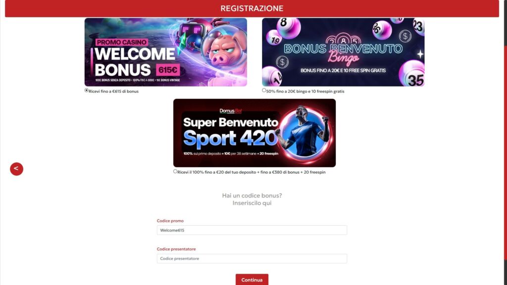 Domusbet casino registration