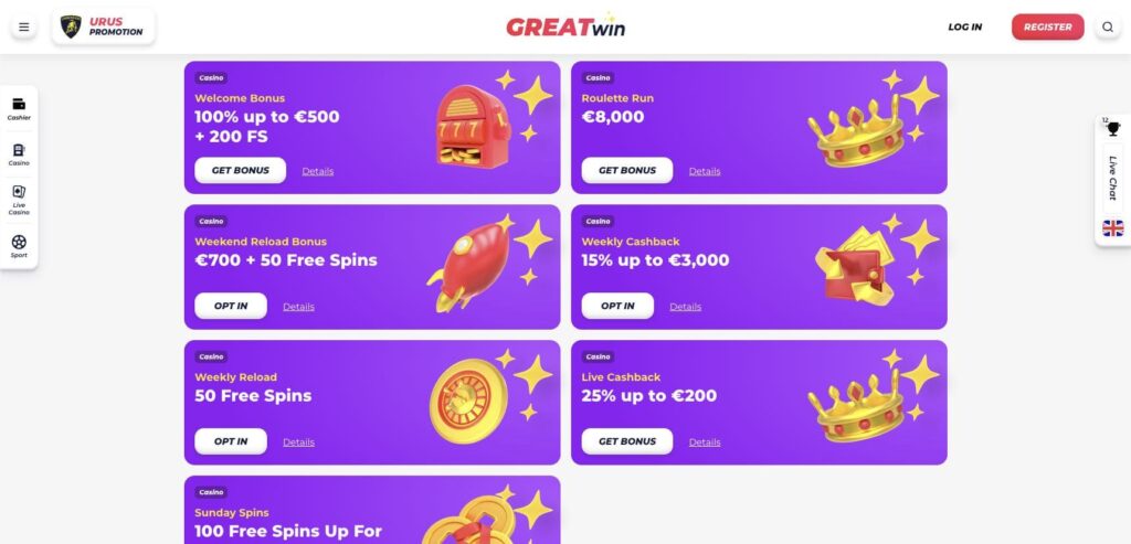 Greatwin casino bonuses