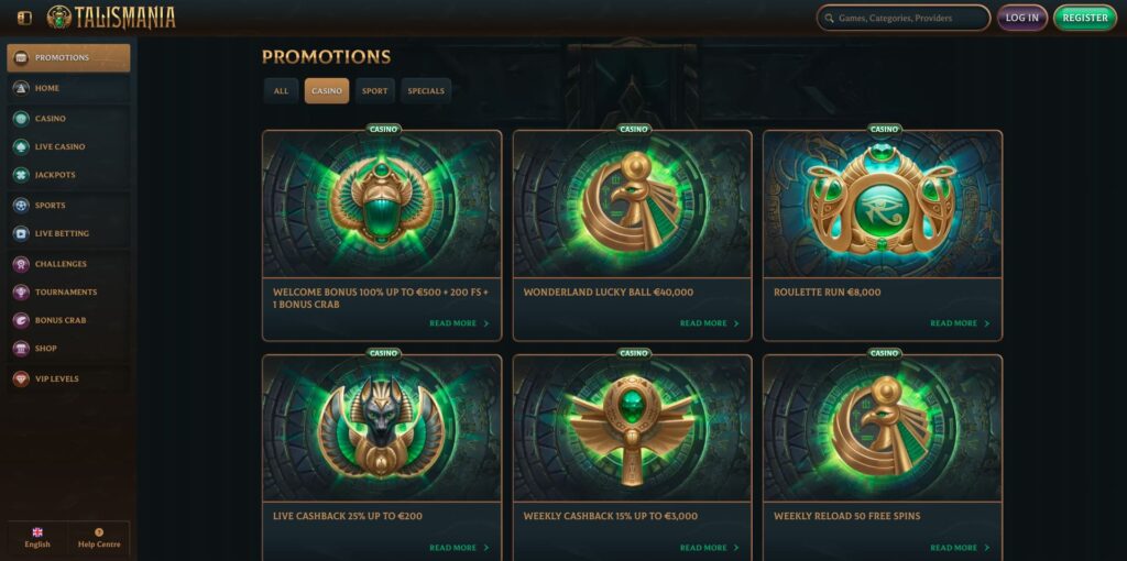Talismania Casino Bonuses