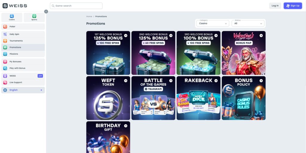 Weiss Casino Bonuses