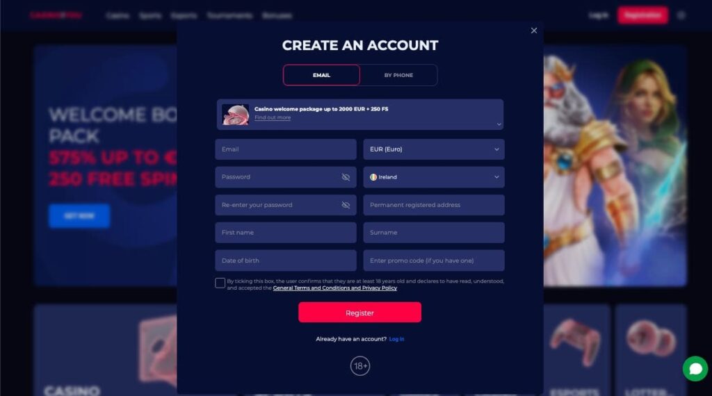 CasinoAndYou registration