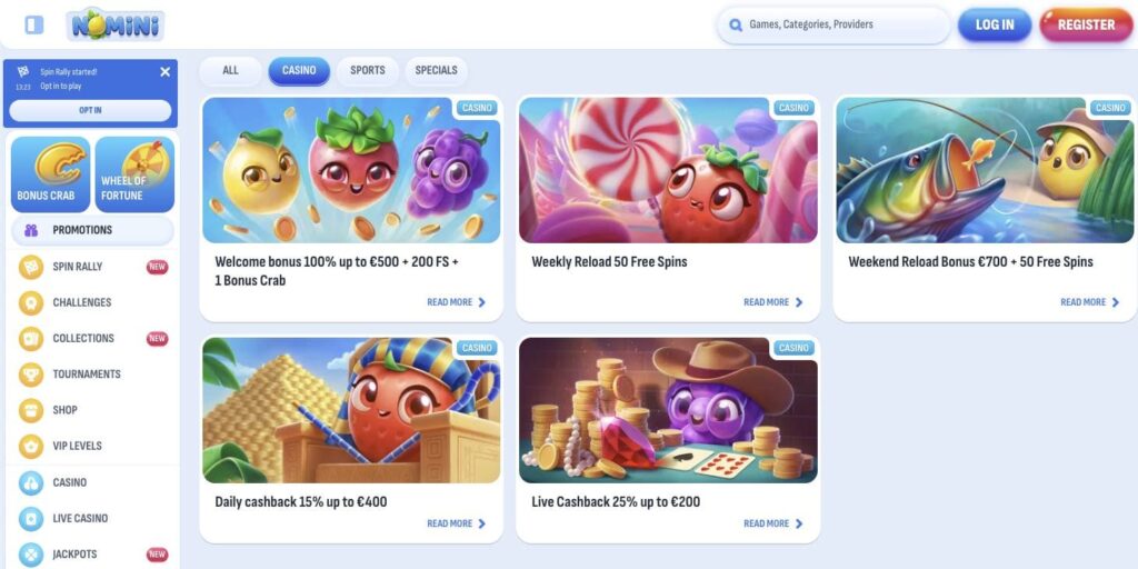 Nomini casino bonuses